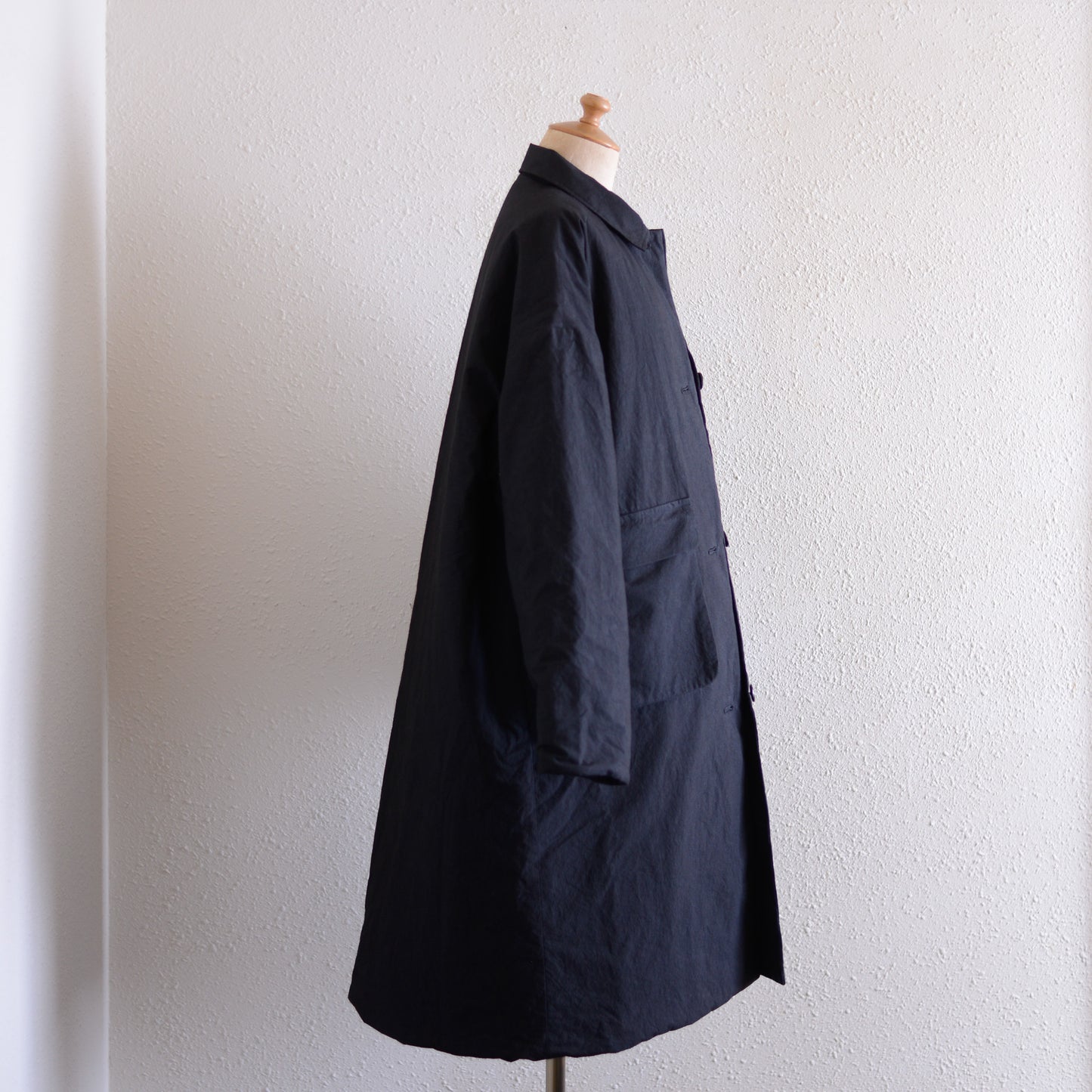 Cotton Quilted Reversible Long Coat Black