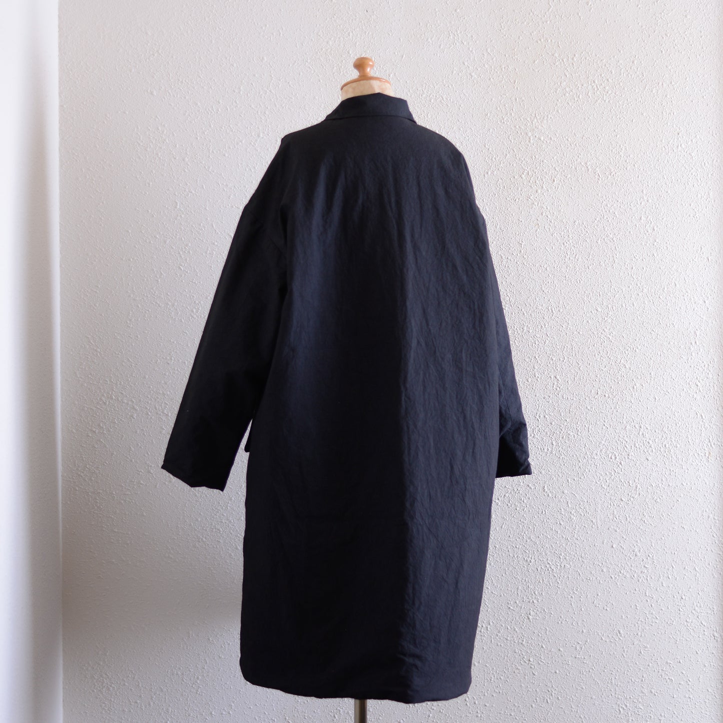 Cotton Quilted Reversible Long Coat Black