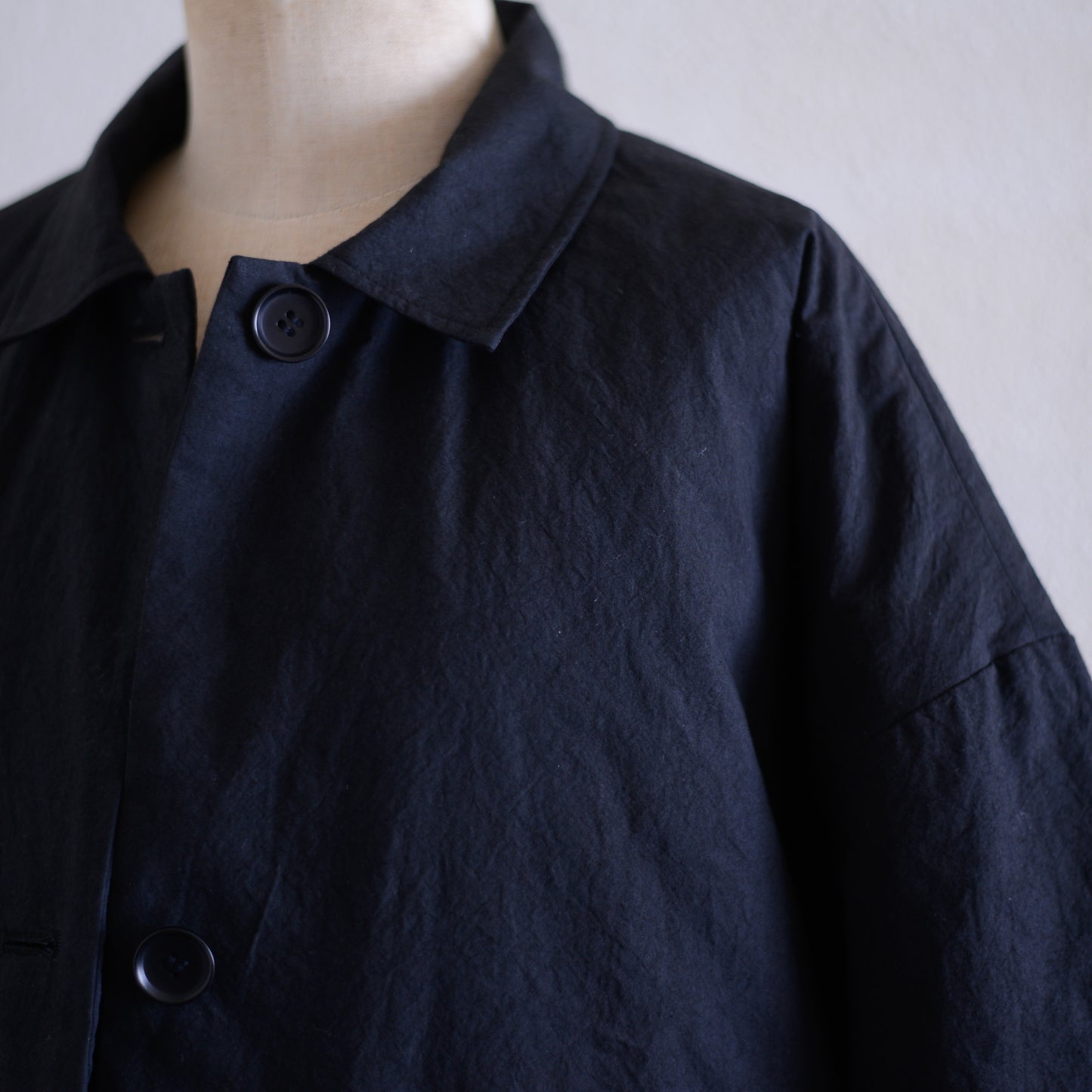 Cotton Quilted Reversible Long Coat Black