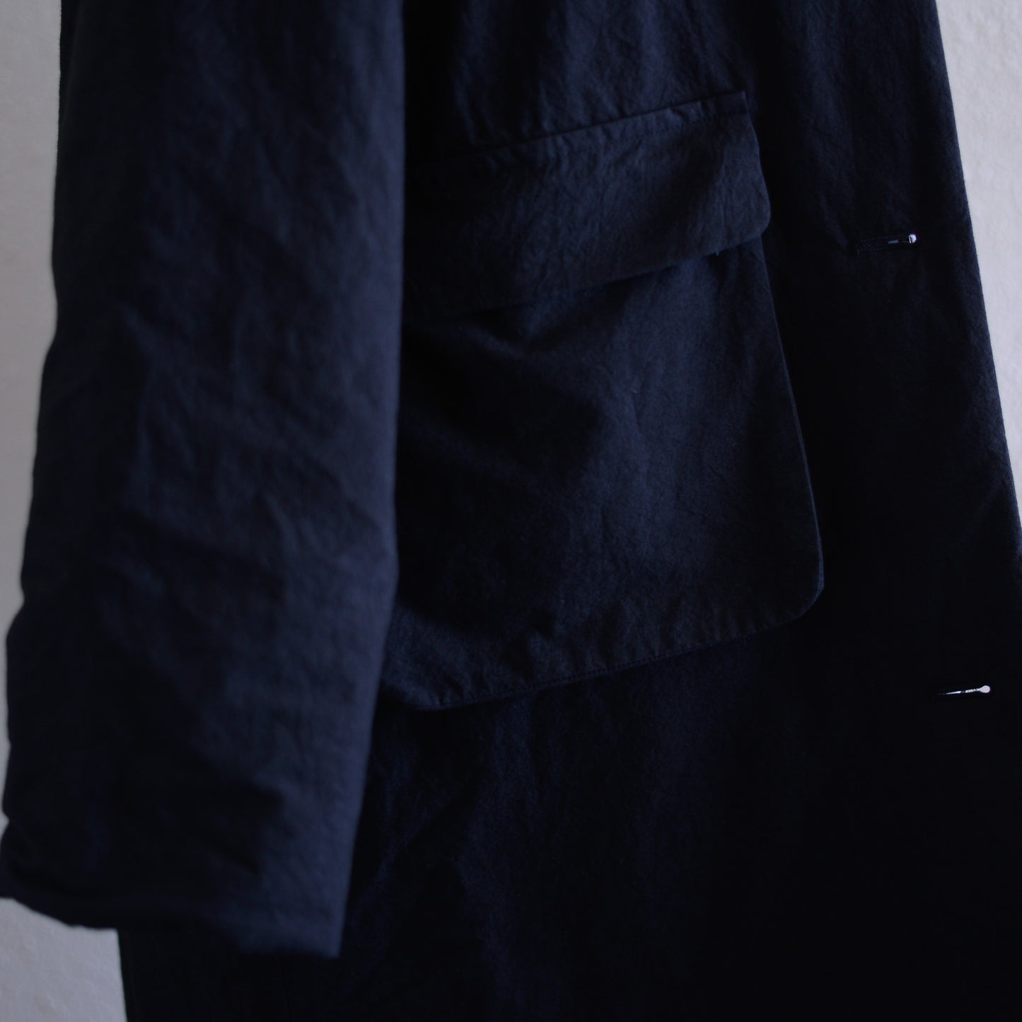 Cotton Quilted Reversible Long Coat Black