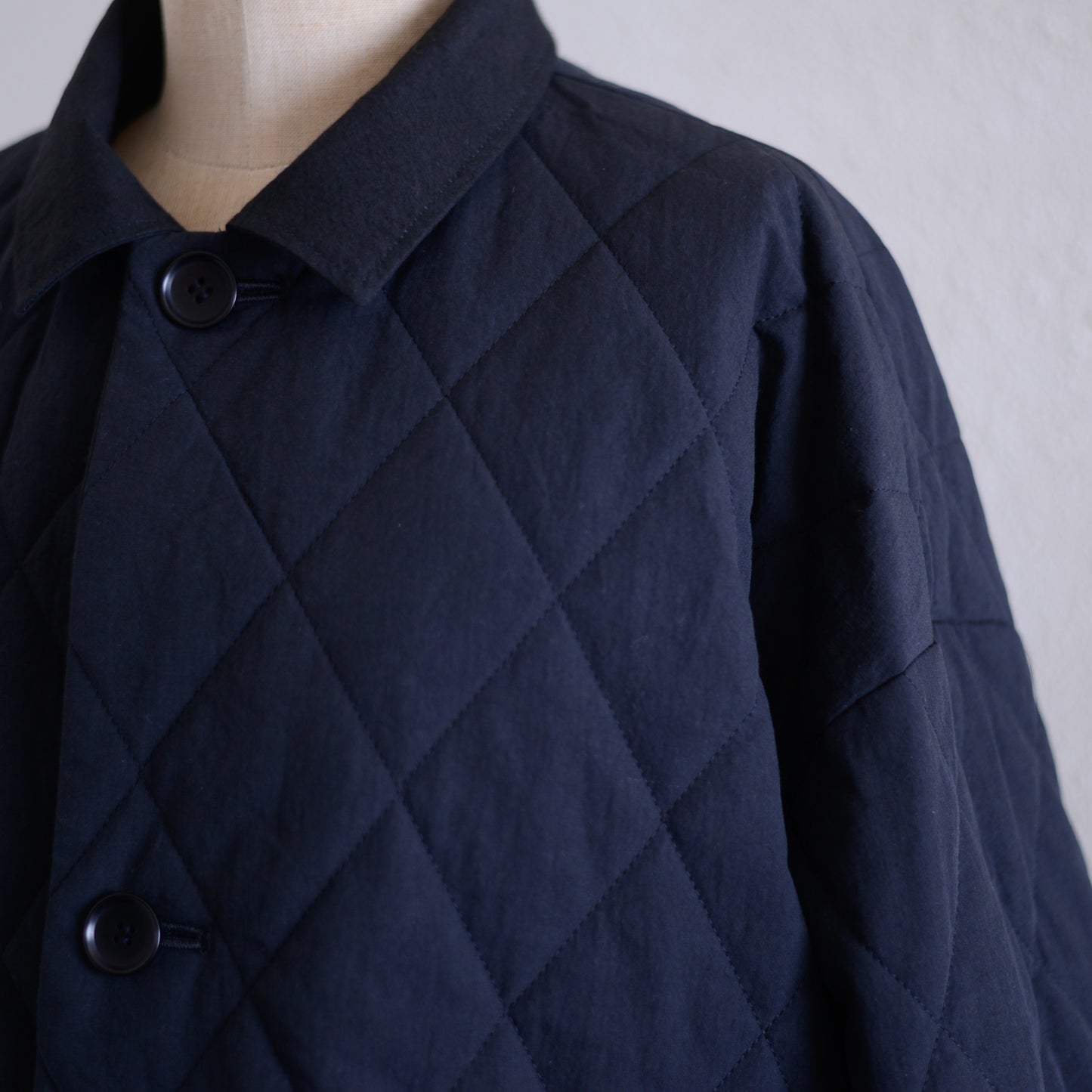 Cotton Quilted Reversible Long Coat Black