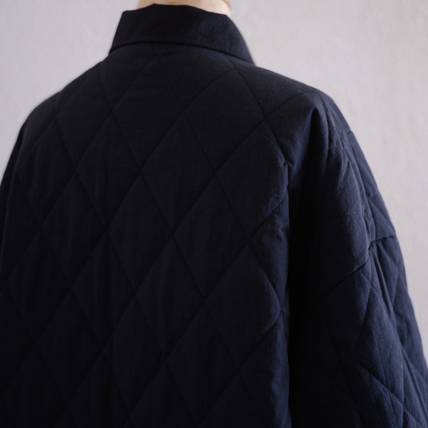 Cotton Quilted Reversible Long Coat Black