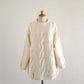 ウール手編みケーブルセーター Off White