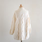 ウール手編みケーブルセーター Off White