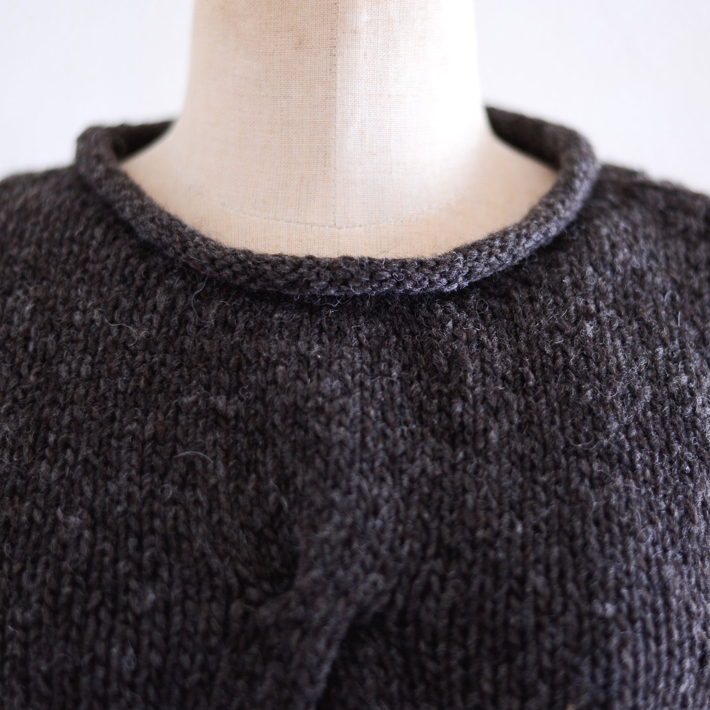 Hand-knitted wool cable sweater, Brown