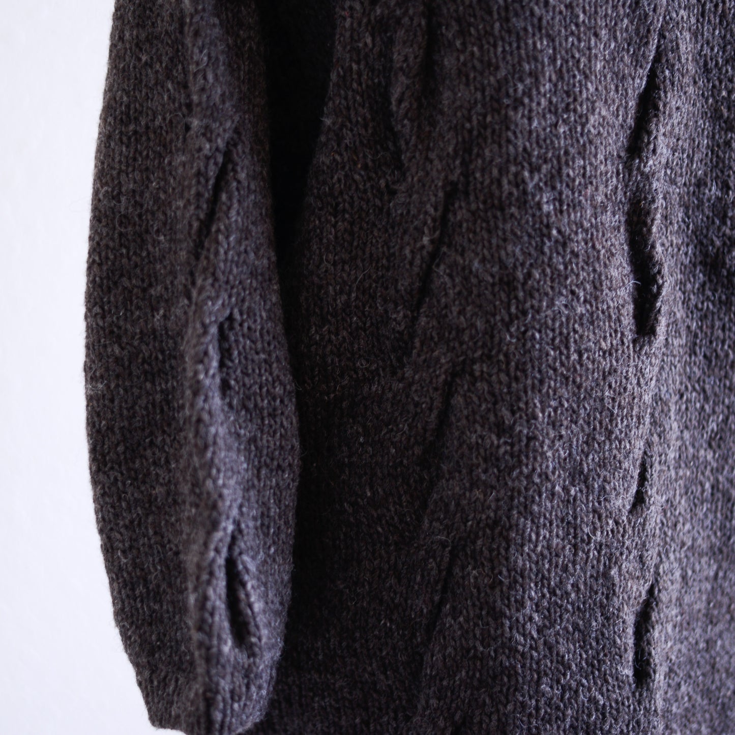 Hand-knitted wool cable sweater, Brown