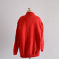 Wool hand knitted cable cardigan in red