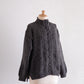 Wool hand knitted cable cardigan in brown