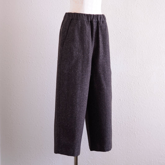 Silk Nep Homespun Ankle Pants Dark Brown