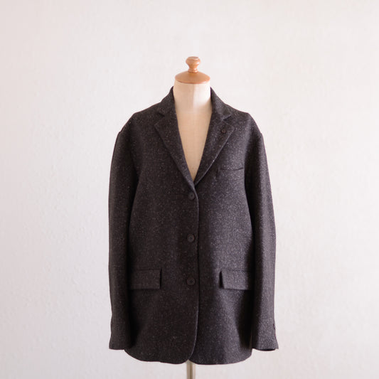 Silk Nep Homespun Tailored Jacket Dark Brown