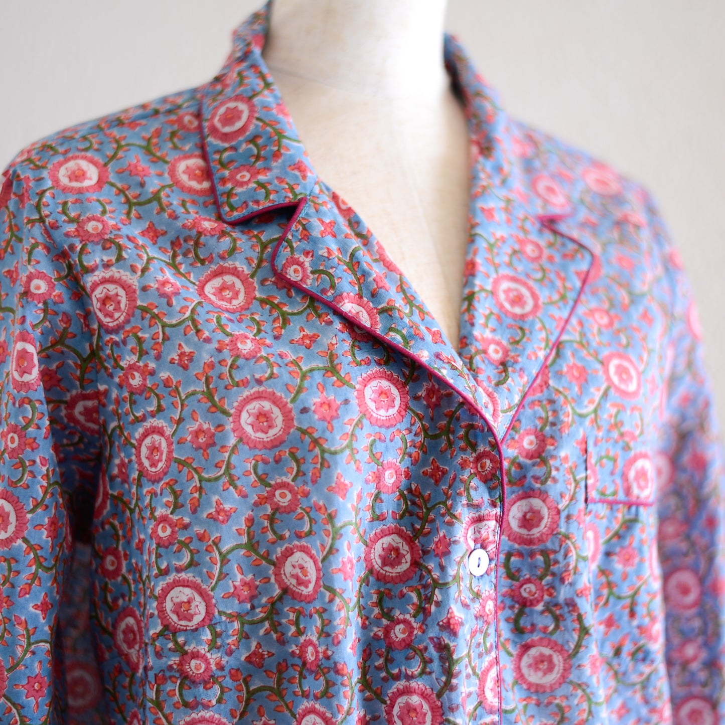 コットンハンドプリンティッドパジャマ Pink Carnations