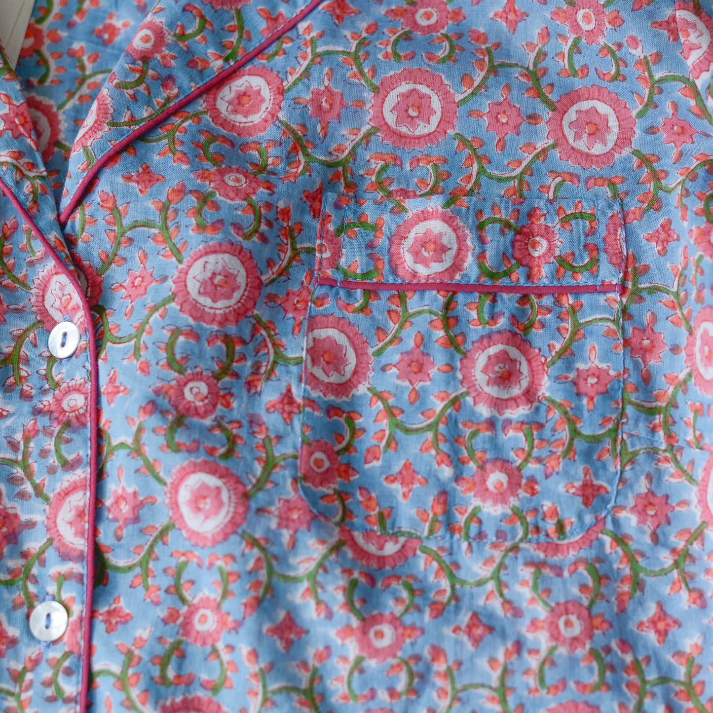 コットンハンドプリンティッドパジャマ Pink Carnations