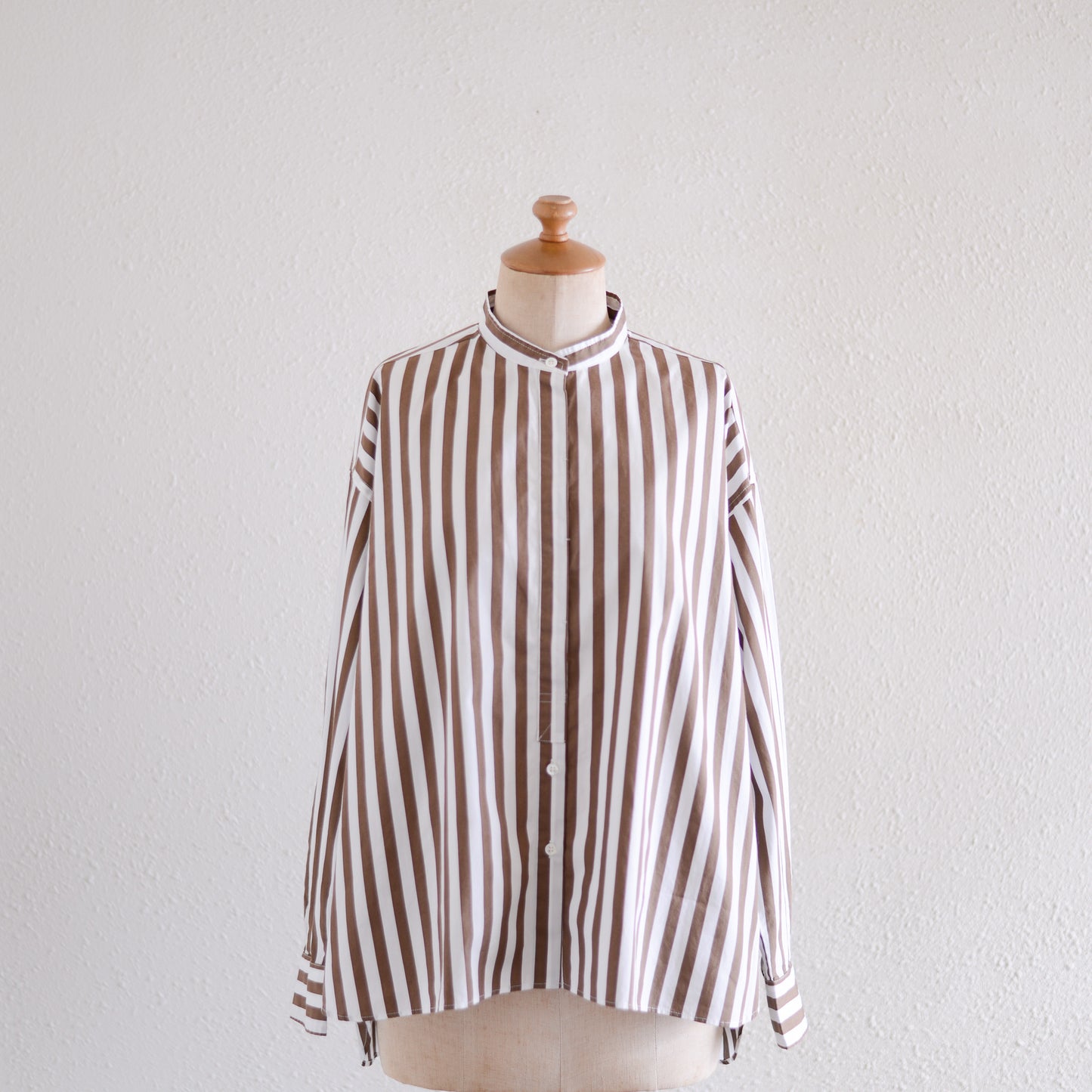 Cotton band collar striped shirt Off White x Brown