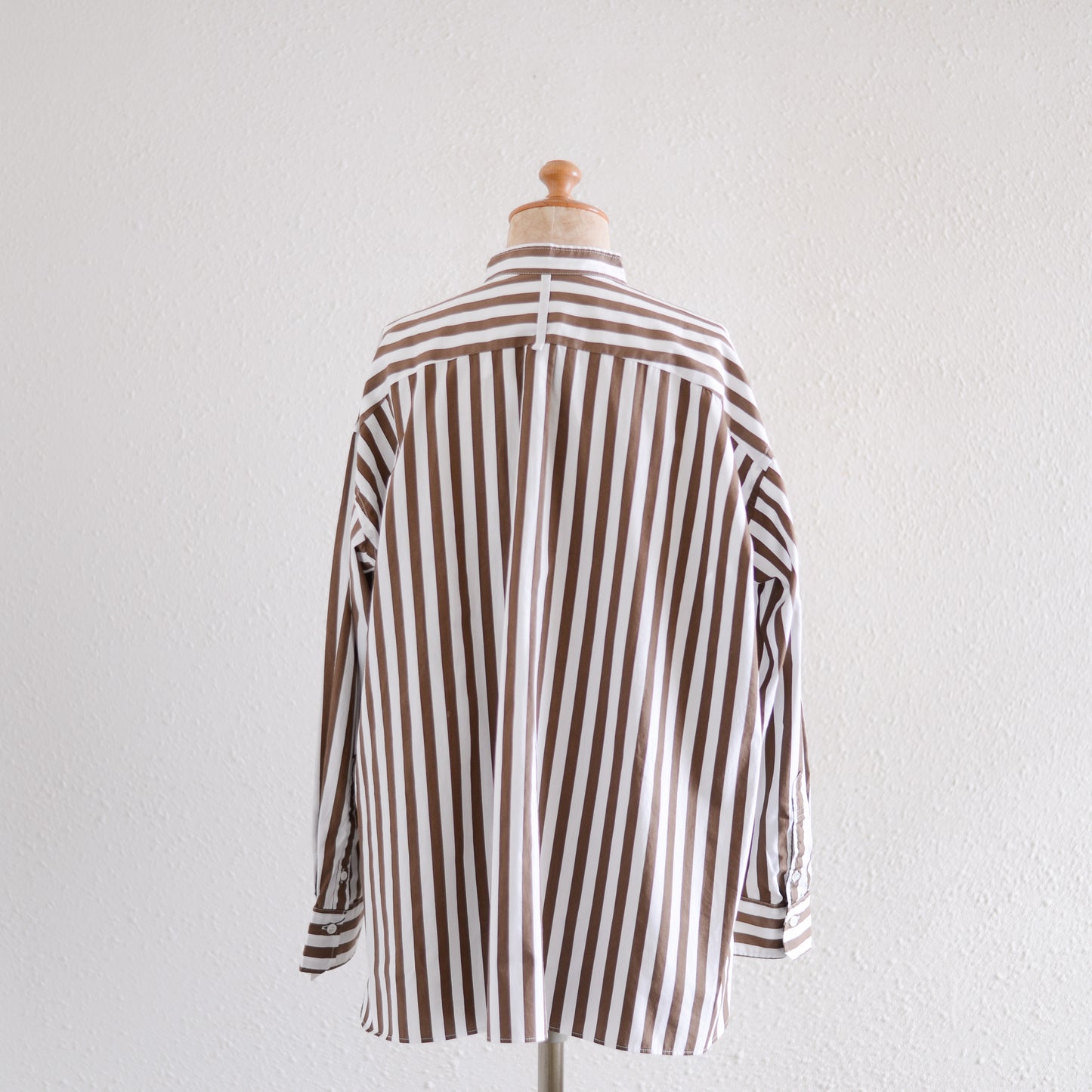Cotton band collar striped shirt Off White x Brown