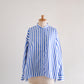코튼 밴드 컬러 스트라이프 셔츠 Off White × Blue