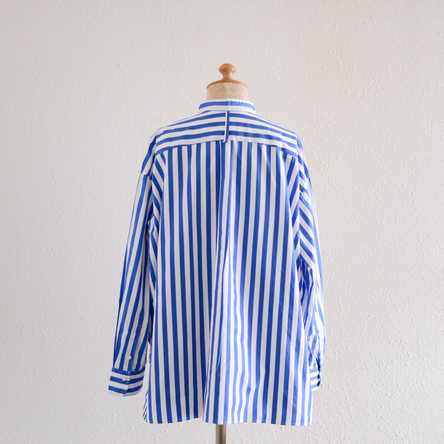 코튼 밴드 컬러 스트라이프 셔츠 Off White × Blue