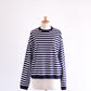 コットンボーダクルーネックプルオーバー Black × Off White
