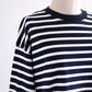 コットンボーダクルーネックプルオーバー Black × Off White