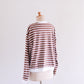 コットンボーダクルーネックプルオーバー Brown × Off White