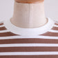 コットンボーダクルーネックプルオーバー Brown × Off White