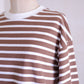 コットンボーダクルーネックプルオーバー Brown × Off White