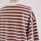 コットンボーダクルーネックプルオーバー Brown × Off White