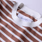 コットンボーダクルーネックプルオーバー Brown × Off White