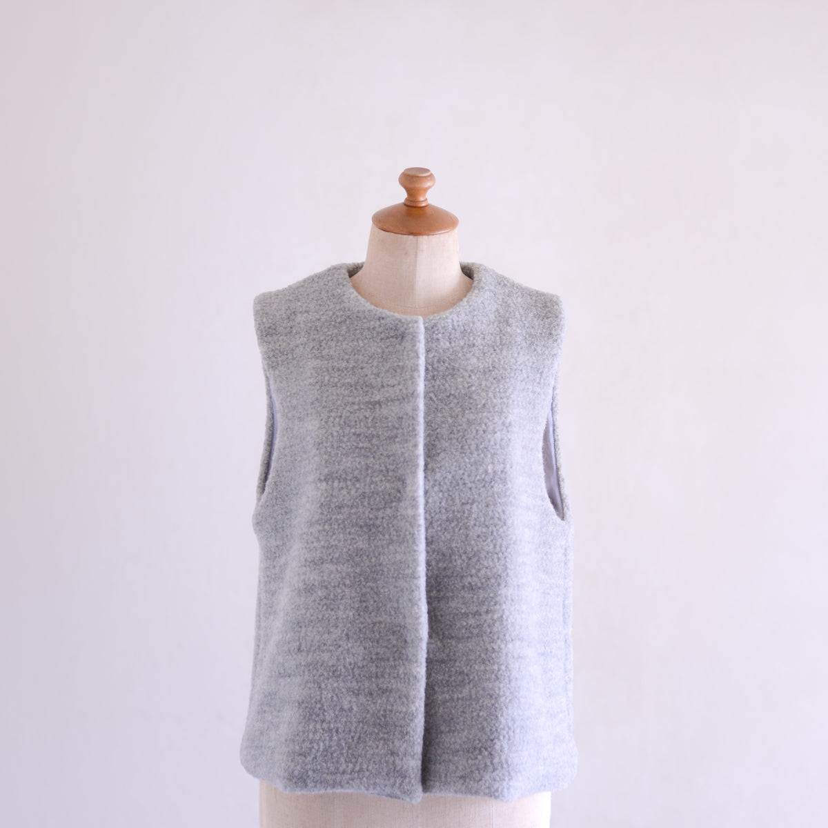 ブリティッシュウールコットンクルーベスト Gray