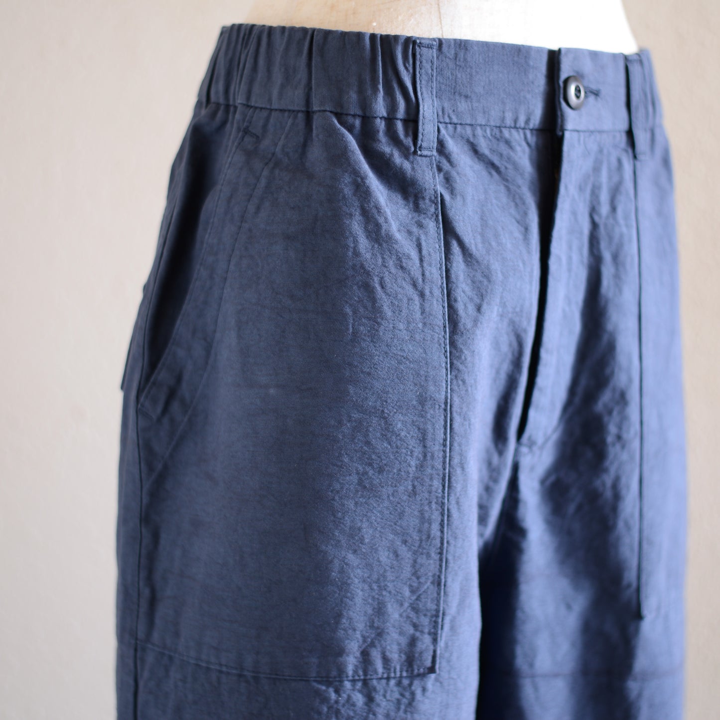 コットンリネンワークパンツ Navy