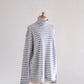 リネンボーダーハイネックプルオーバー Off White × Gray