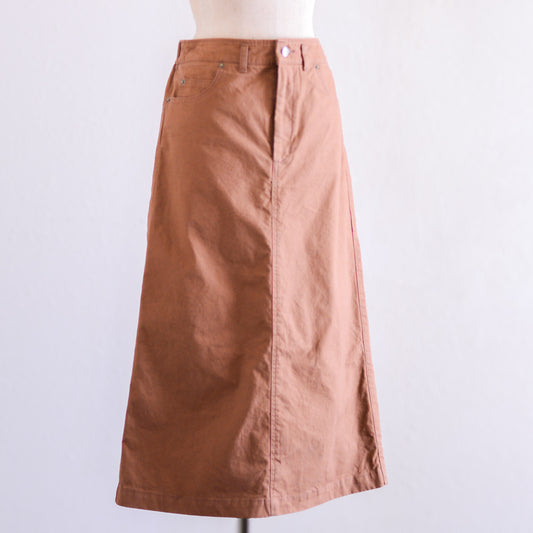 Cotton Tight Long Skirt Brown