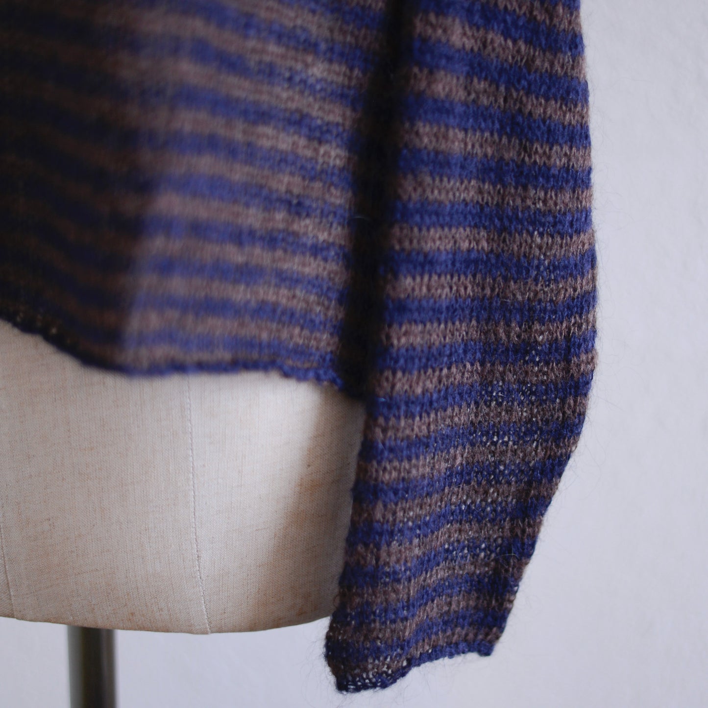 モヘアボートネックボーダーニット Brown × Black