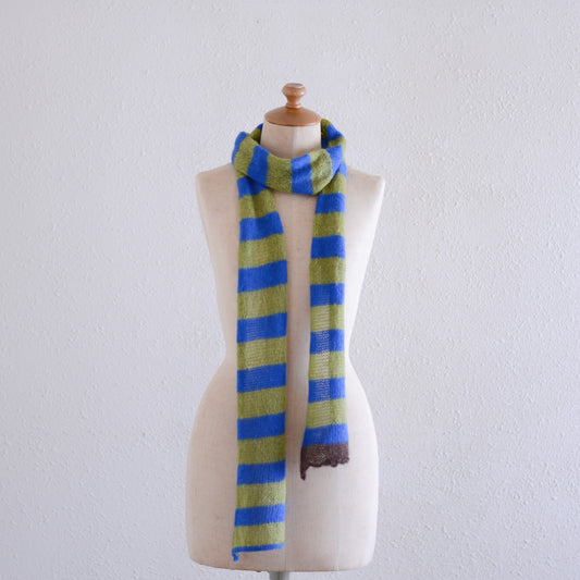 モヘアボーダーマフラー Green × Blue