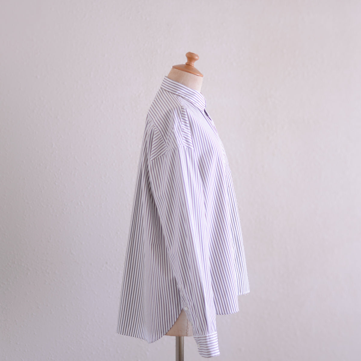 コットンワイドスプレッドカラーシャツ Off White × Khaki