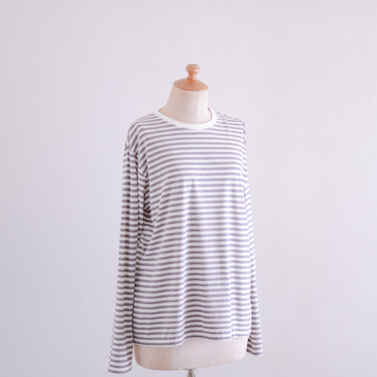 コットンウールボーダーT 生成×Gray
