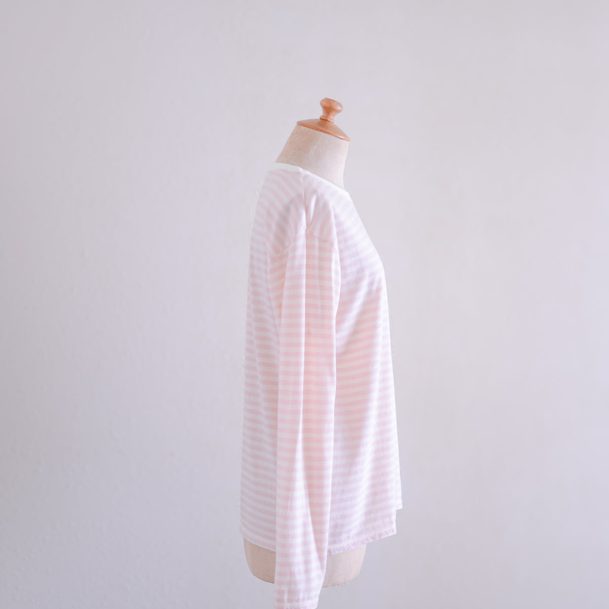 コットンウールボーダーT 生成×Pink