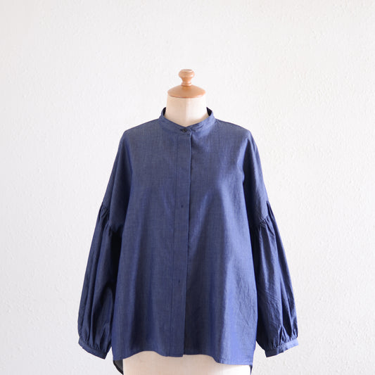 コットンパフスリーブブラウス Indigo