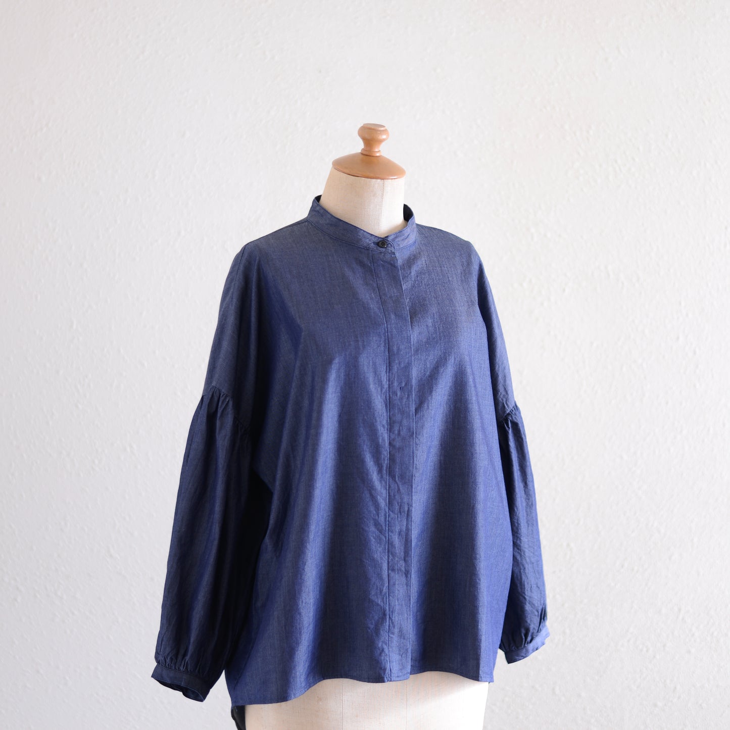 コットンパフスリーブブラウス Indigo