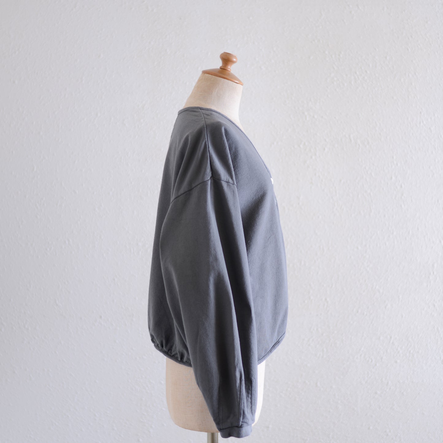 コットン裏毛Vネックカーディガン Charcoal Gray