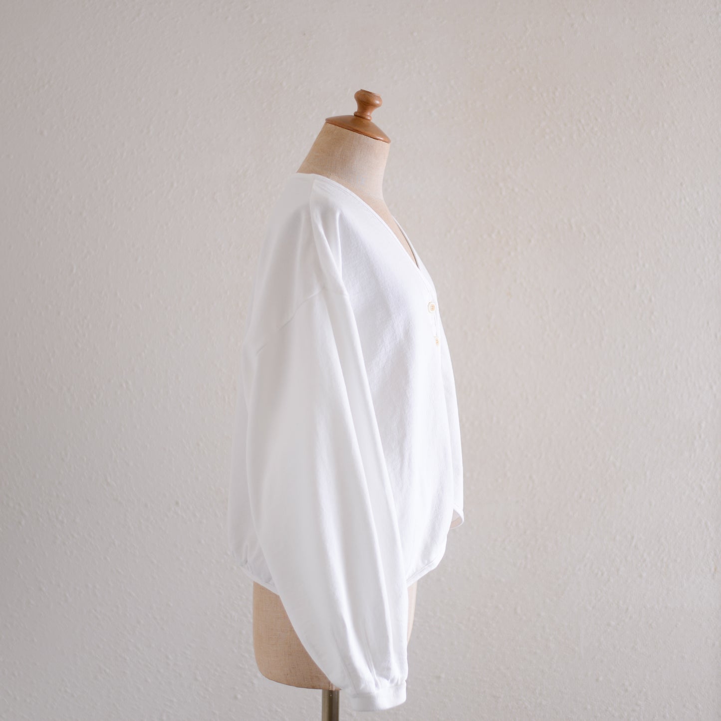 コットン裏毛VネックカーディガンOff White