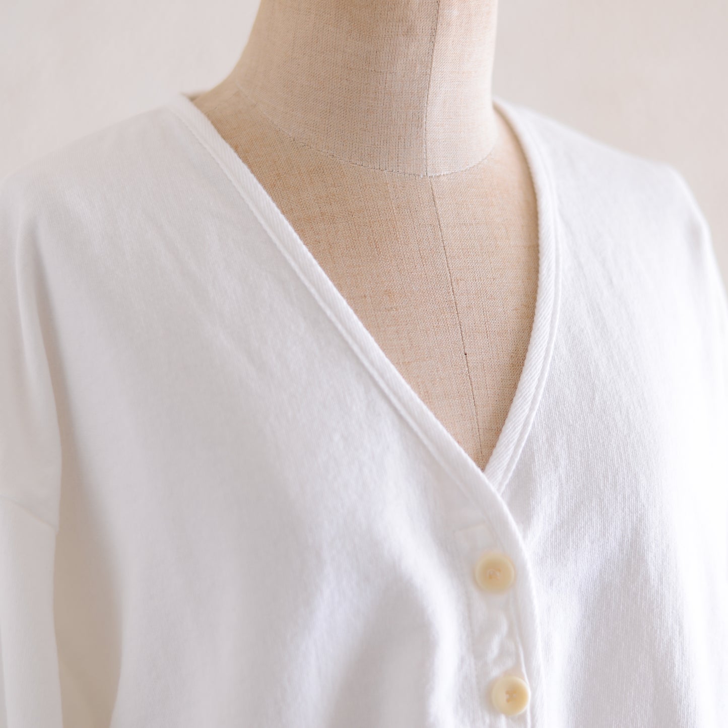 コットン裏毛VネックカーディガンOff White