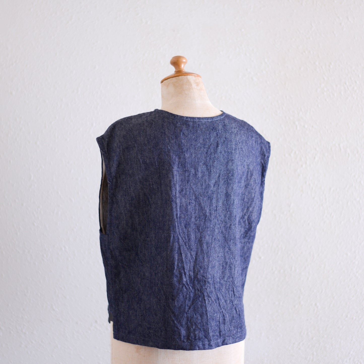 リネンコットンデニムベスト Indigo