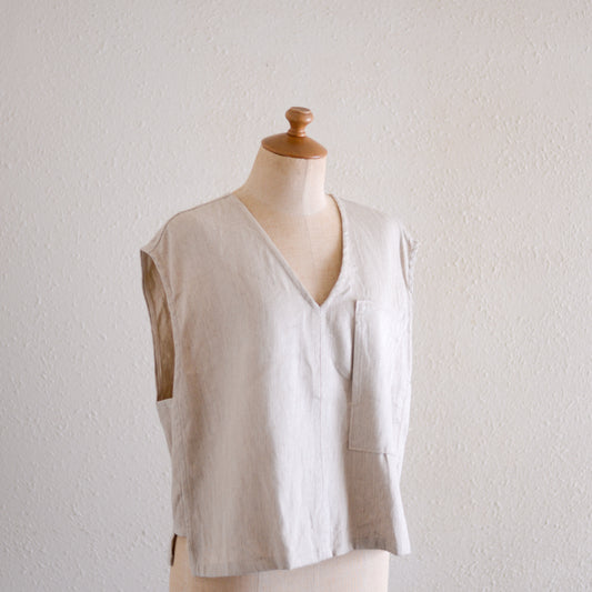 リネンコットンデニムベスト Natural