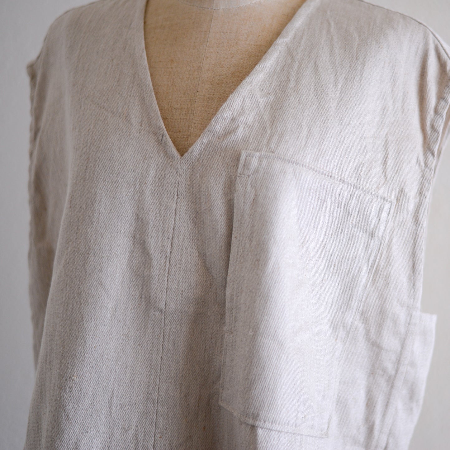 リネンコットンデニムベスト Natural