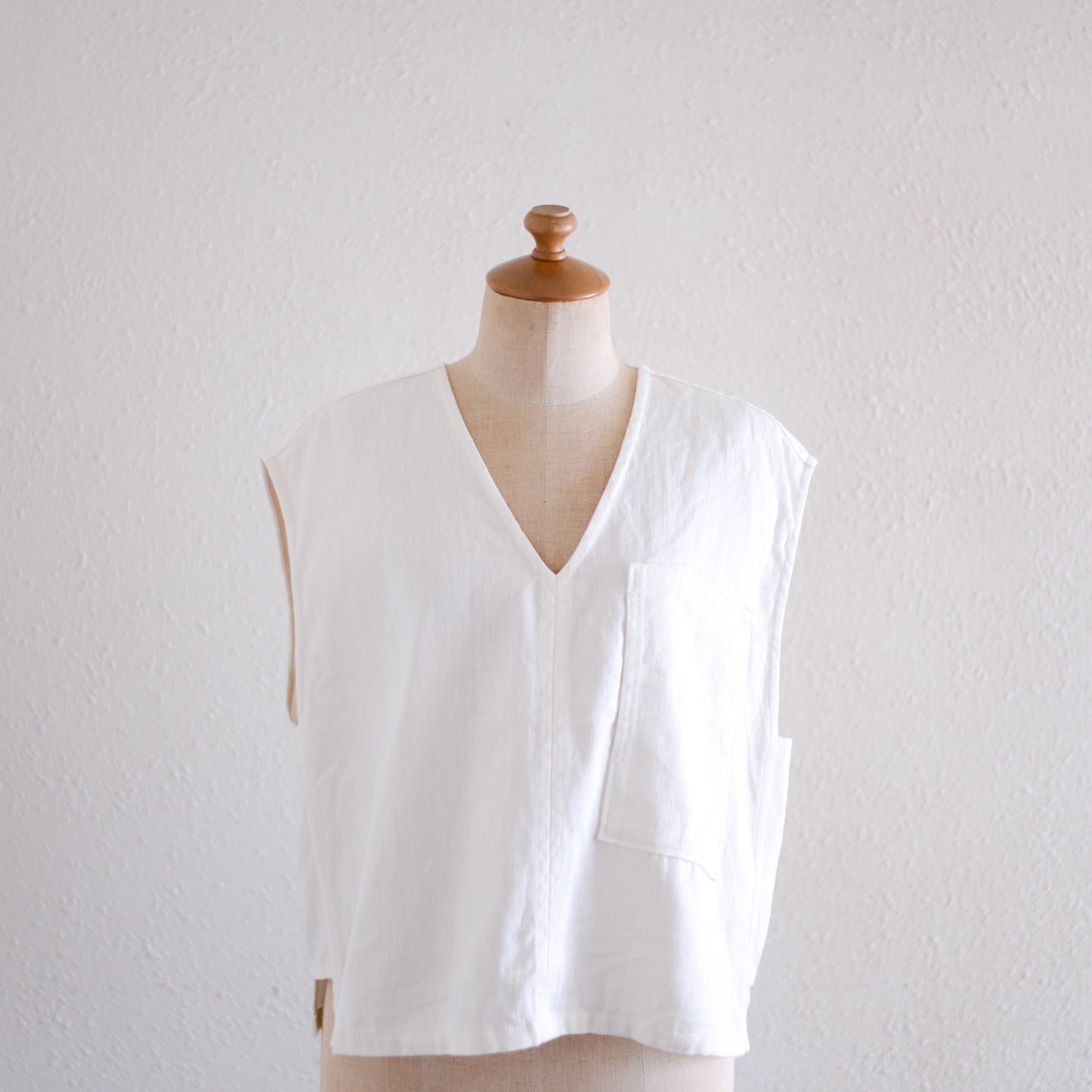 リネンコットンデニムベスト Off White