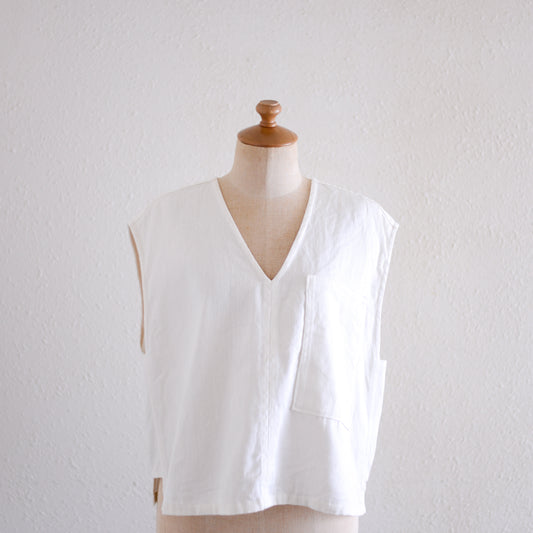 リネンコットンデニムベスト Off White