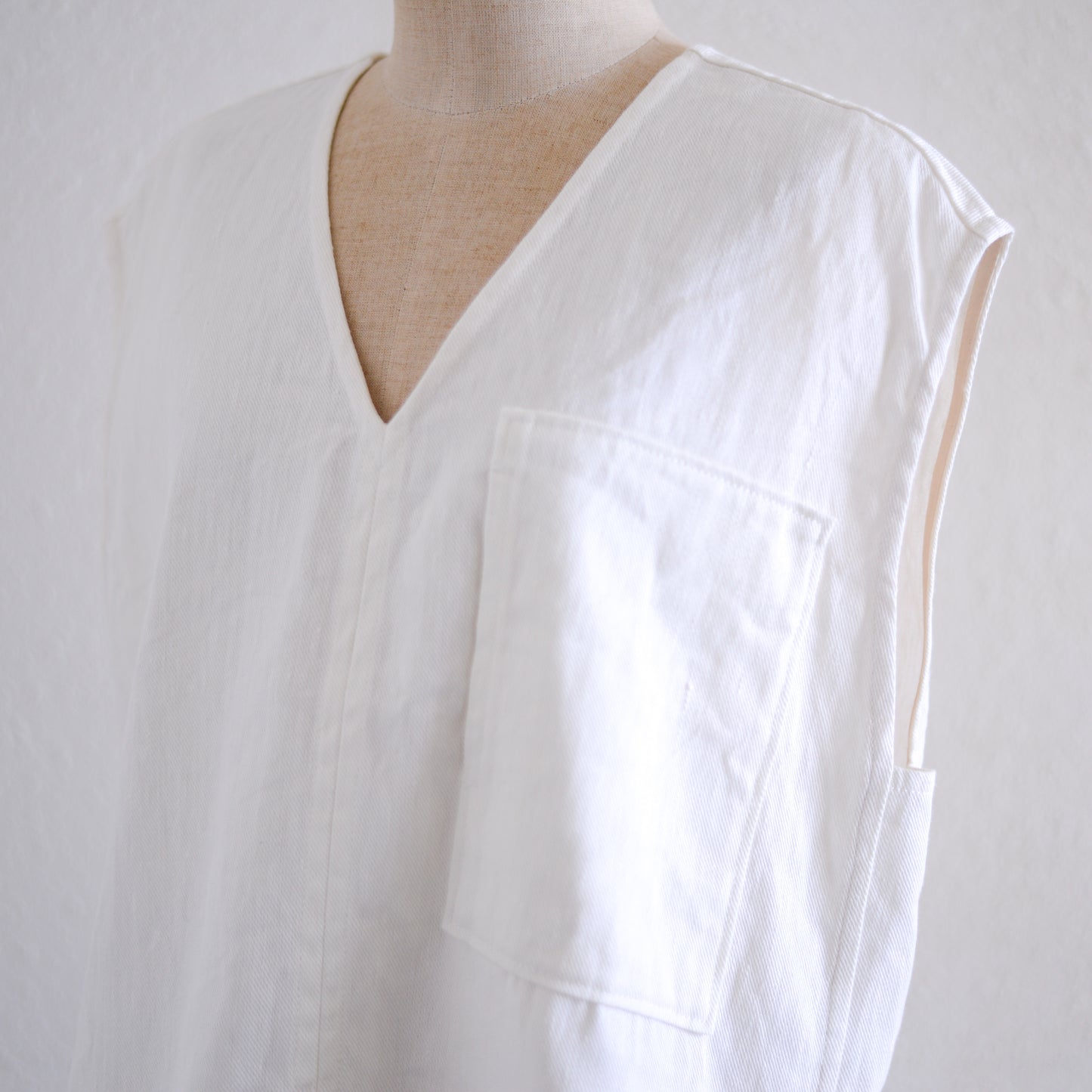 リネンコットンデニムベスト Off White