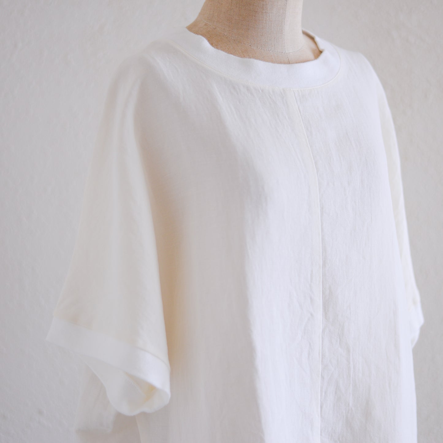 コットンリネン布帛Tシャツ Off White