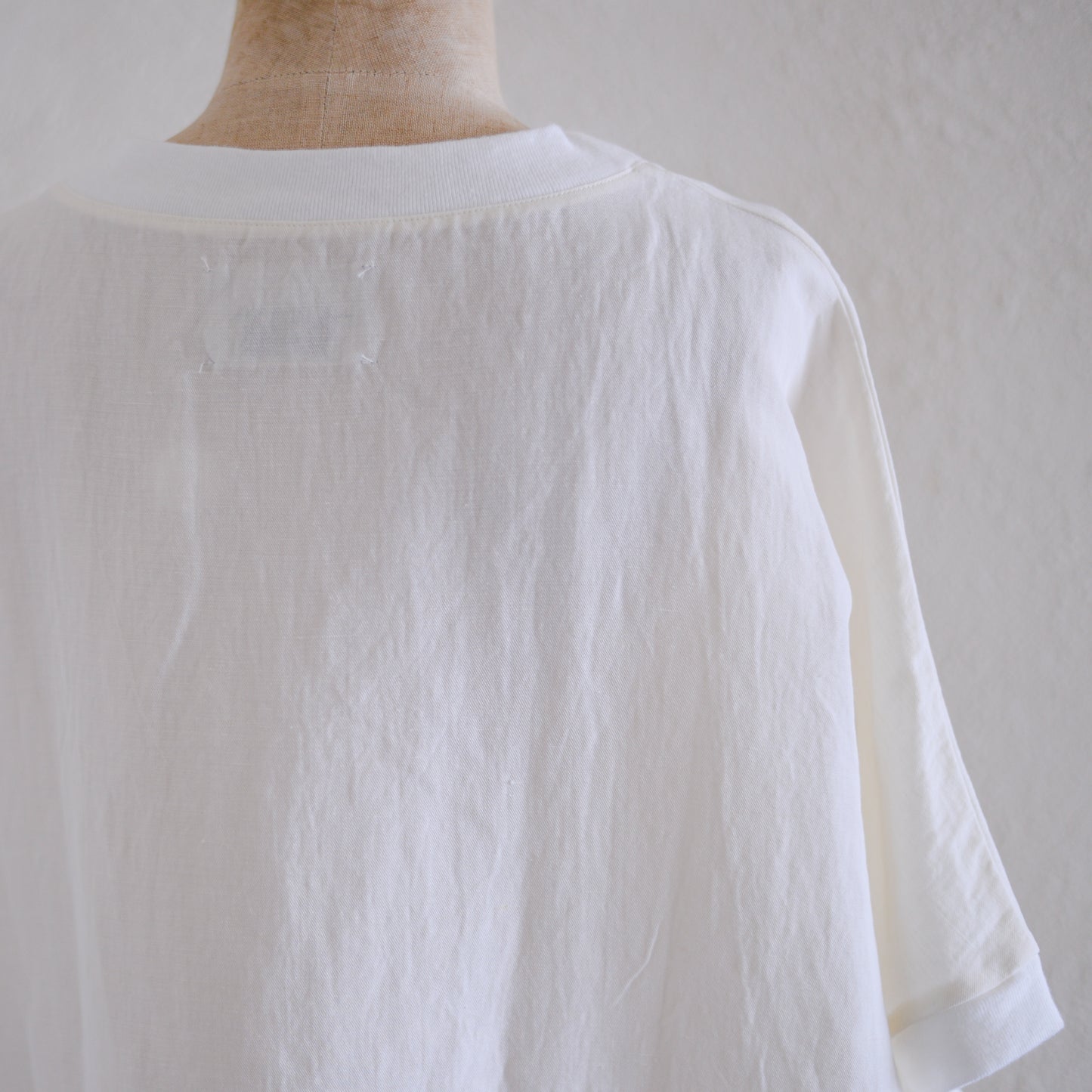 コットンリネン布帛Tシャツ Off White