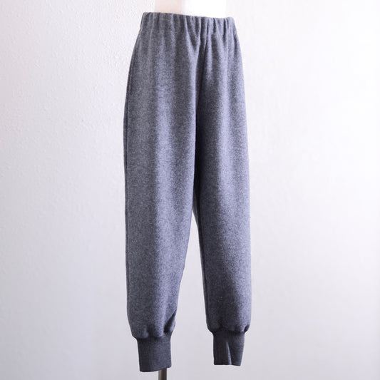 Wool Nylon Rib-Hem Pants Gray Melange